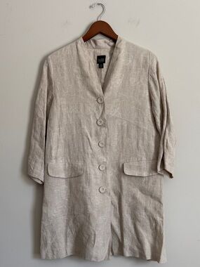 Eileen Fisher Blazer Jacket 100% Italian Linen M Petite Minimalist Lagenlook
